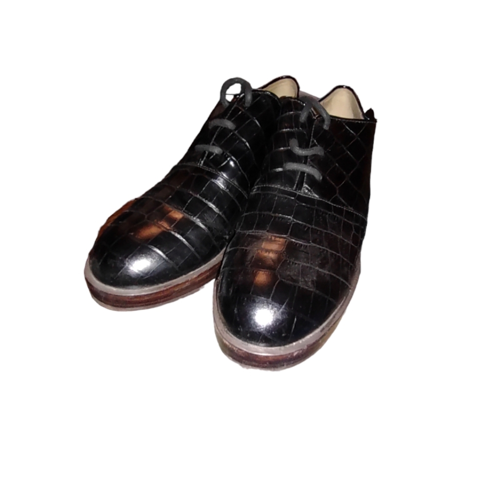 Women's Clark's| orla kiely crocodile leather oxford Black